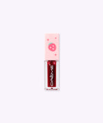 Back view of the Berry Best Pusheen Lip Oil. The light pink lid has a printed pink strawberry and pink sparkles on the topper.