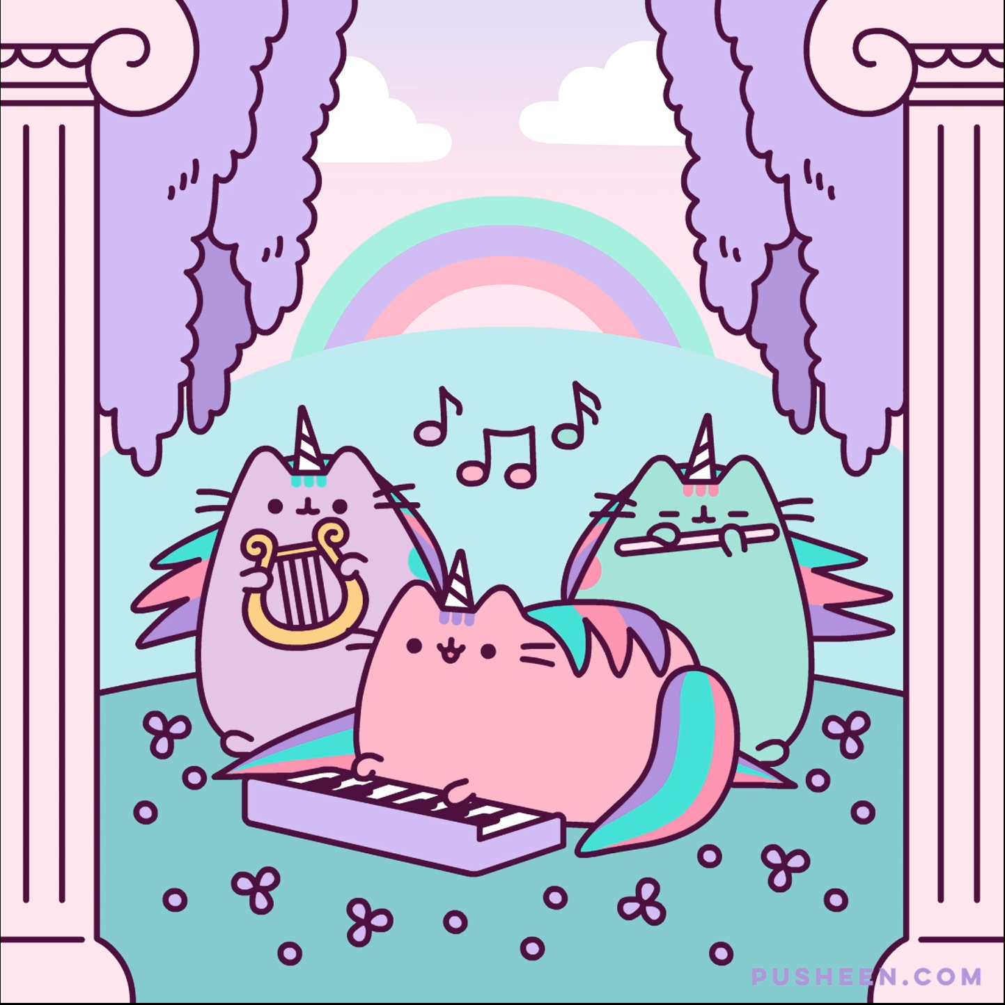 Pastel Pusheenicorns Singing