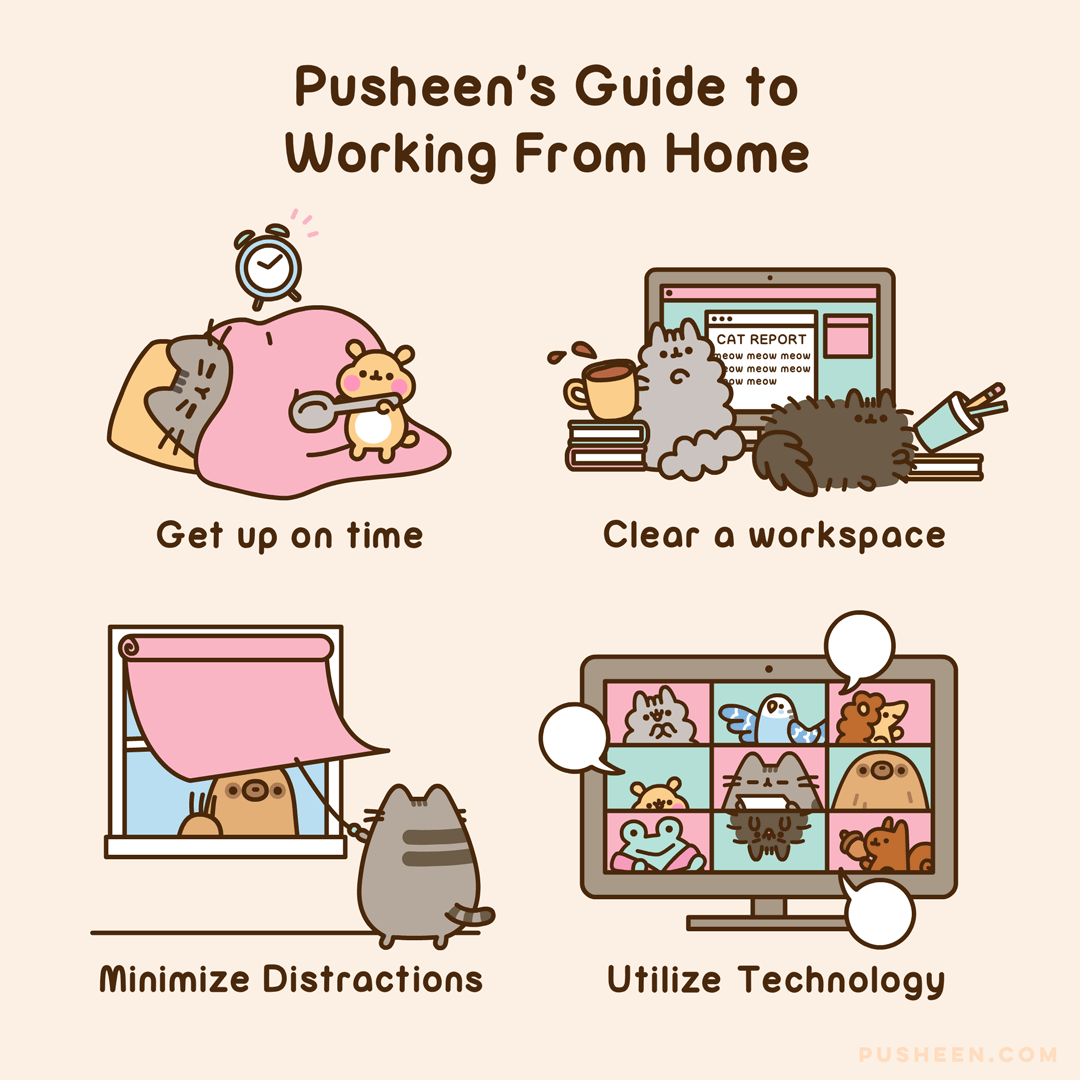 Pusheen's Guide to Working from Home