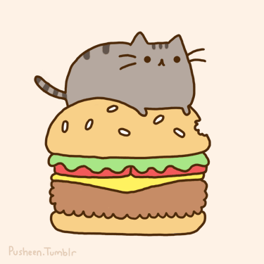 Pusheen on a Burger