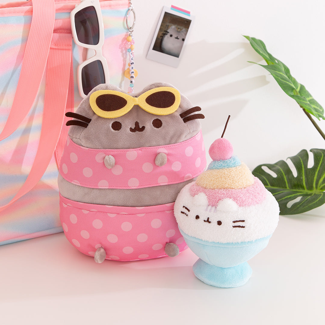 Pusheen Pool Party Plush and Shaved Ice Plush part of the Tropical Vacation collection
