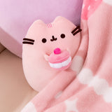 Pusheen Cherry Sweets plush tucked beneath the Sweets Blanket.