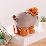 Back side quarter view. The brown cowboy hat placed atop Pusheen's right ear can be seen with a dark brown seam.