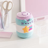 Energy drink plush has a shooting star graphic on the front with a yellow five-pointed star and purple, blue, and pink bursts coming off the right side of the star.