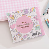 Back cover of the Mini Coloring Book that says "more coloring cuteness on the go!"
