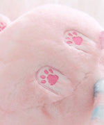 Close-up of pink toe beans paw print design.