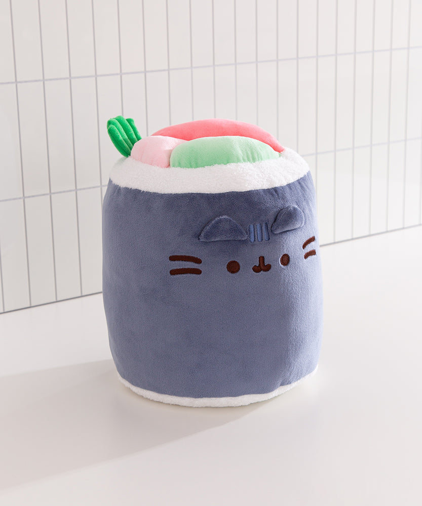 Side quarter view of the large Sushi Roll Pusheen Plush.