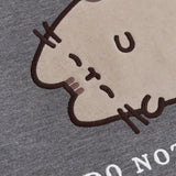 Close-up of the flocked material on the Sweatshirt. The gray cat is flocked while her details are embroidered.