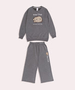 Full view of the Pusheen Loungewear Set. The sweater top and pant have cinched on the hem of the sweater and the waistband of the pants.