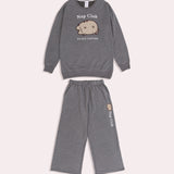 Full view of the Pusheen Loungewear Set. The sweater top and pant have cinched on the hem of the sweater and the waistband of the pants.