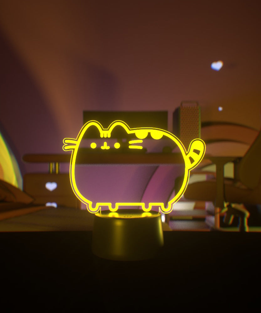Yellow LED lamp shaped light a standing cat.