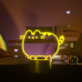 Yellow LED lamp shaped light a standing cat.