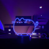 Purple Otaku Lamp of Pusheen the Cat sits on desktop.