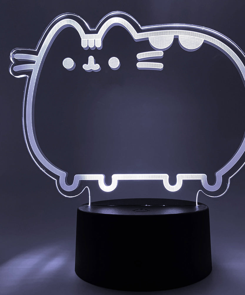 Close-up of the acrylic plate on the Pusheen Otaku Lamp.