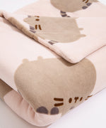 Patterned Plush Blanket folded to show both sides of the repeating pattern on the Pusheen blanket. 