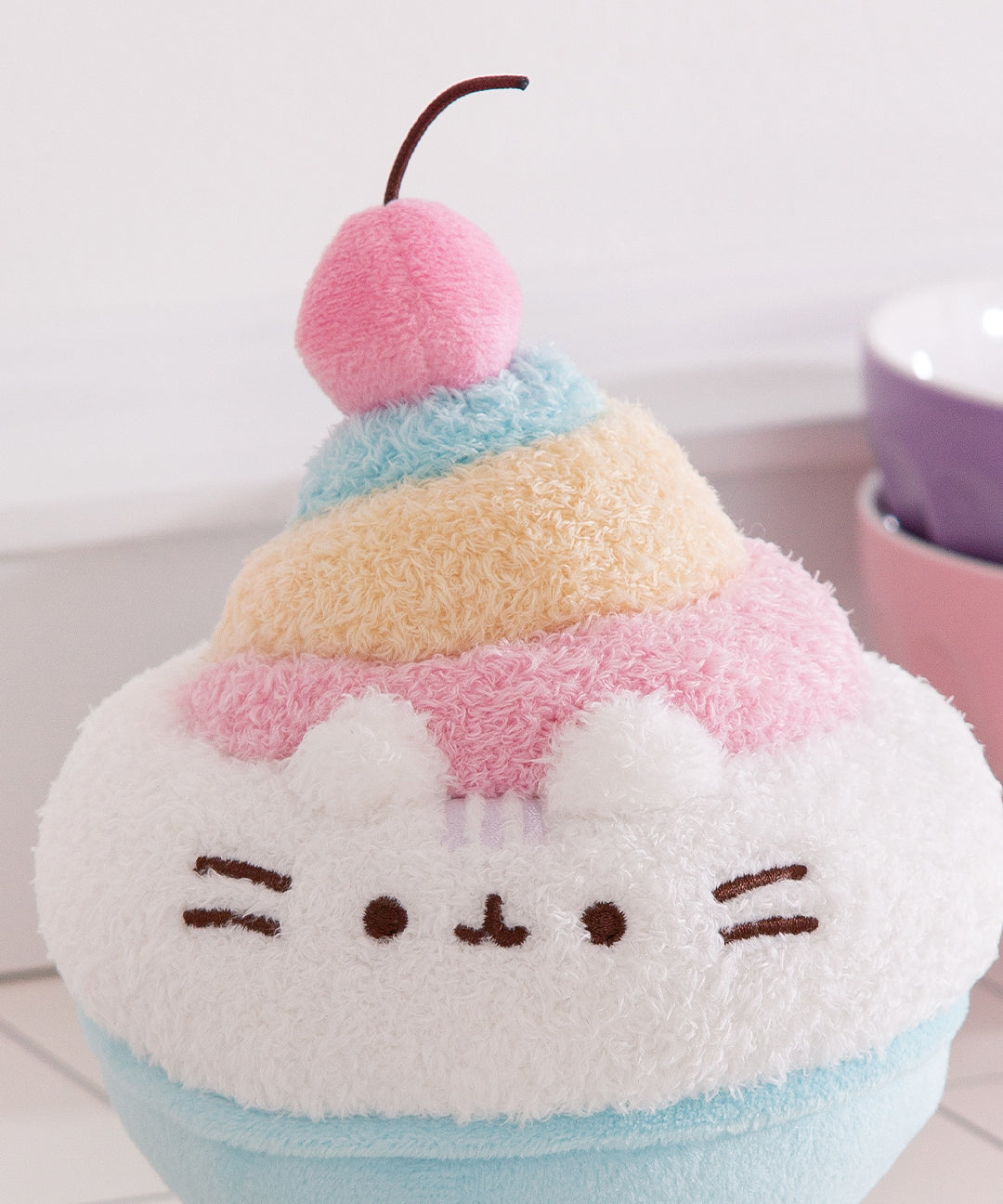 Close-up of the fuzzy texture of the snow cone plush swirl.