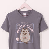 Gray t-shirt with a large graphic on the front center. The graphic shows Pusheen the Cat's quality toe beans as the graphic states.