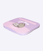 Side view of the Pusheen tray showing the padded bottom of the purple tray.