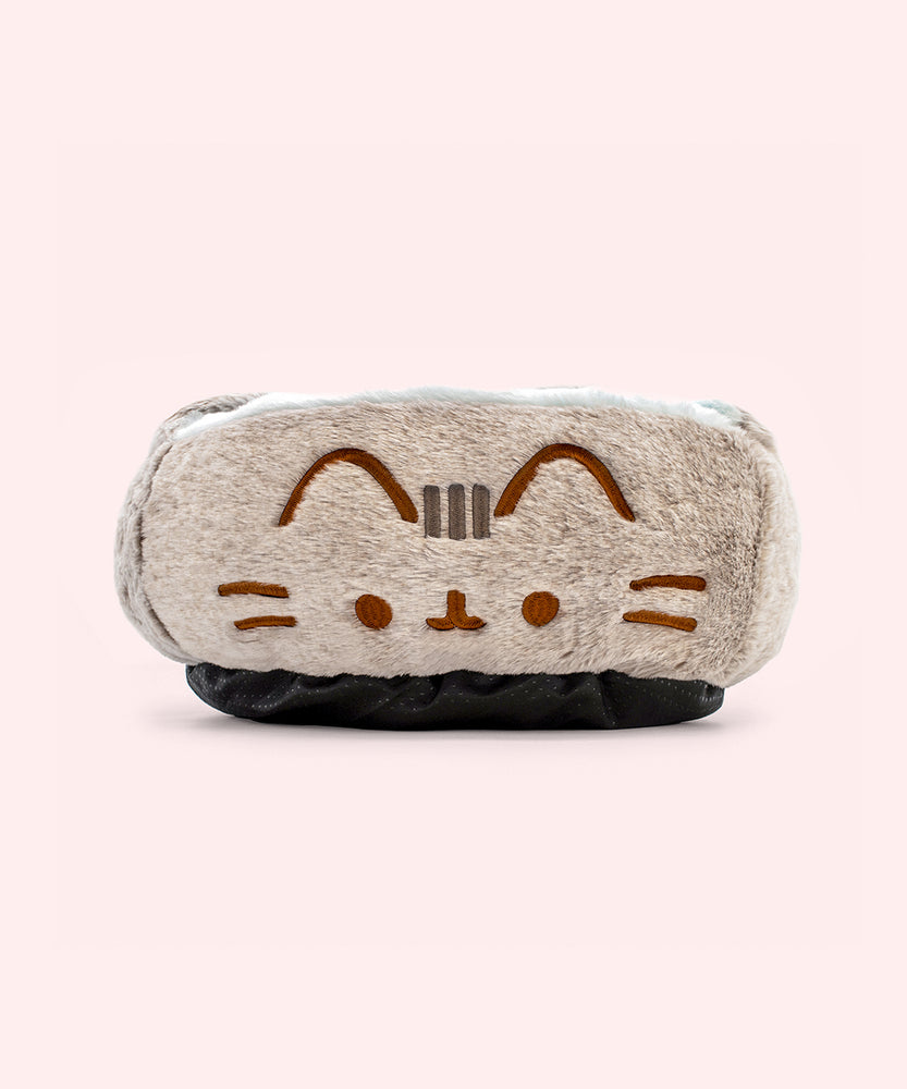 Back view of the round pet bed with fur texture.