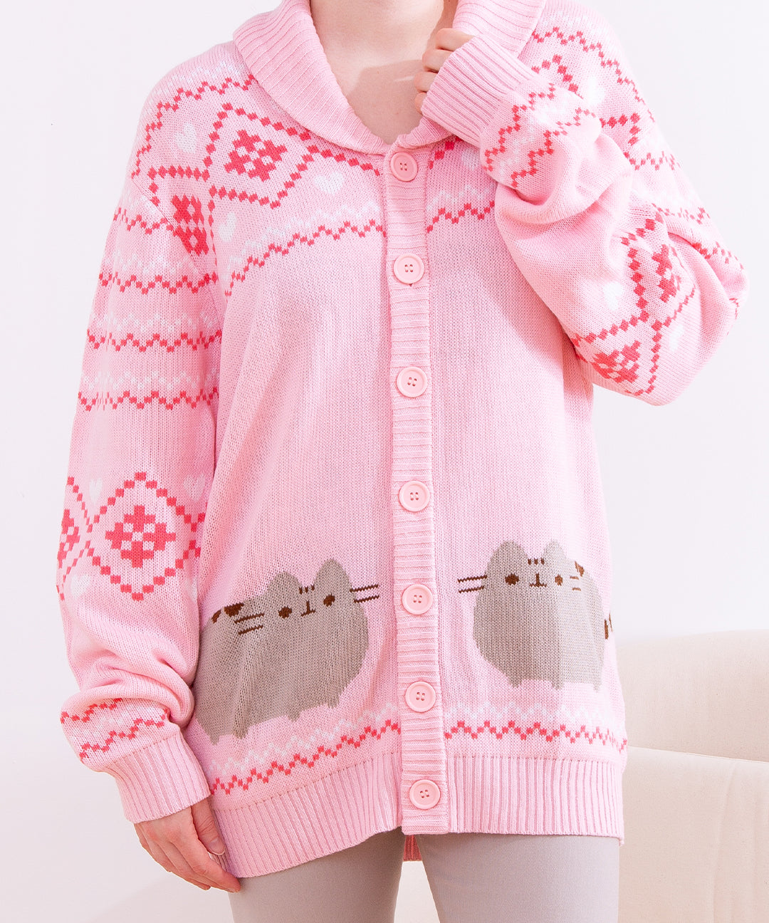 Pusheen Unisex Knit Cardigan Pusheen Shop pusheen-unisex-knit-cardigan-pusheen-shop