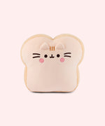 Front view of the Bread Plush. The edges of the plush are a light brown color while the front and back of the plush is a light cream color to mimic the look of a slice of white bread.