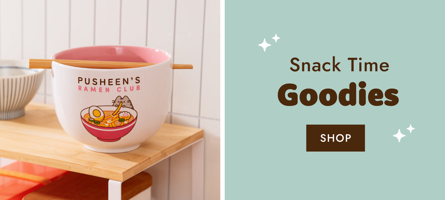 New Pusheen kitchen essentials including a white ceramic ramen bowl