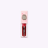 Front view of the Pusheen Lip Oil in Berry Best. The component has a light pink lid and a berry oil color gloss.