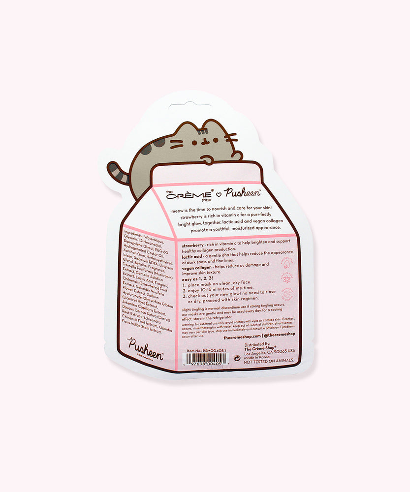 Back view of the sheet mask packet. Printed on the back is instructions for how to use the product as well as the product ingredients.