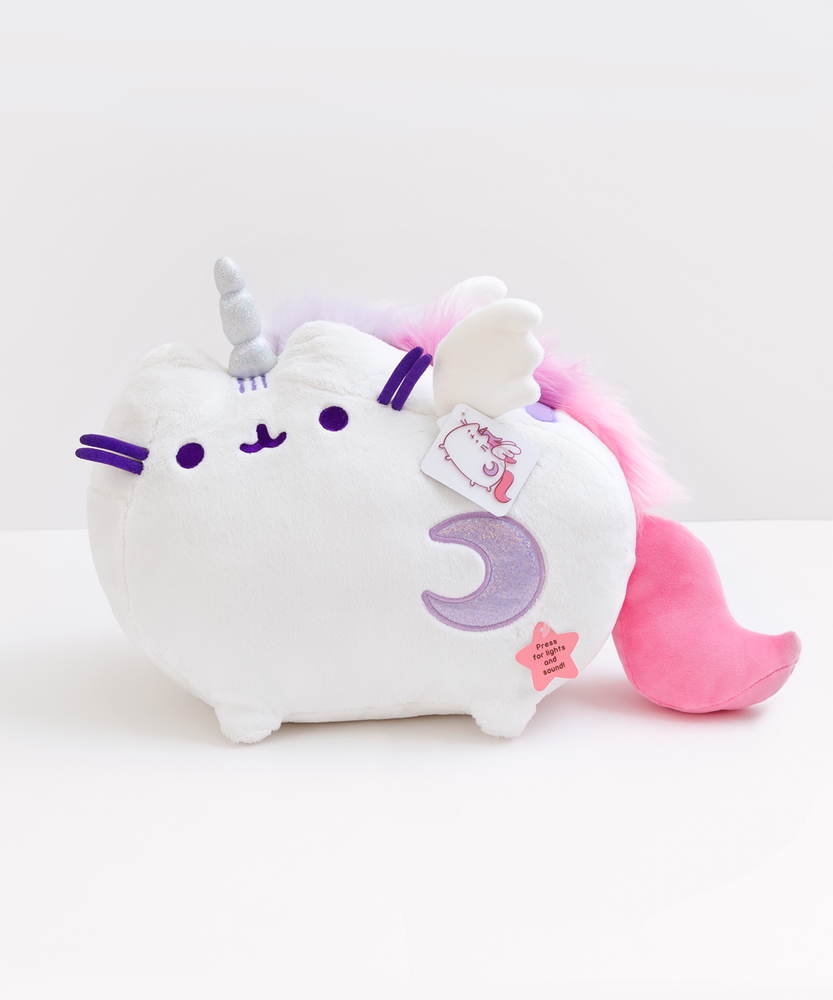 Front view of the Super Musical Pusheenicorn Plush in front of a white background.
